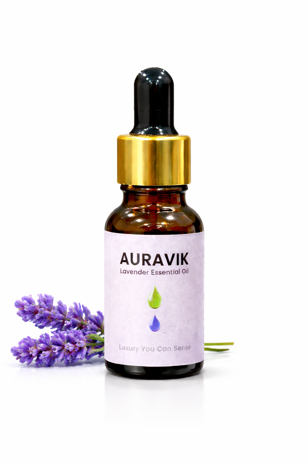 Auravik lavender essential oil bottle